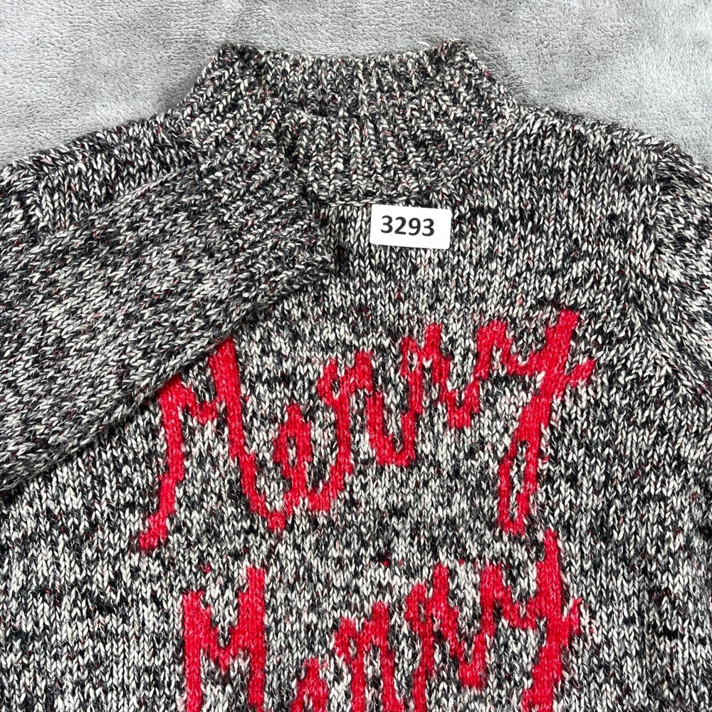 LOFT Sweater Womens Medium Black White Red Merry Merry Mock Neck Knit Pullover